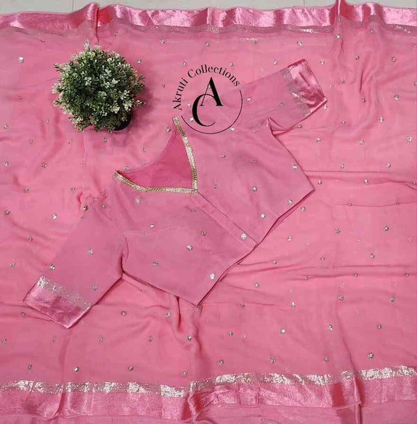 Pink Georgette Saree