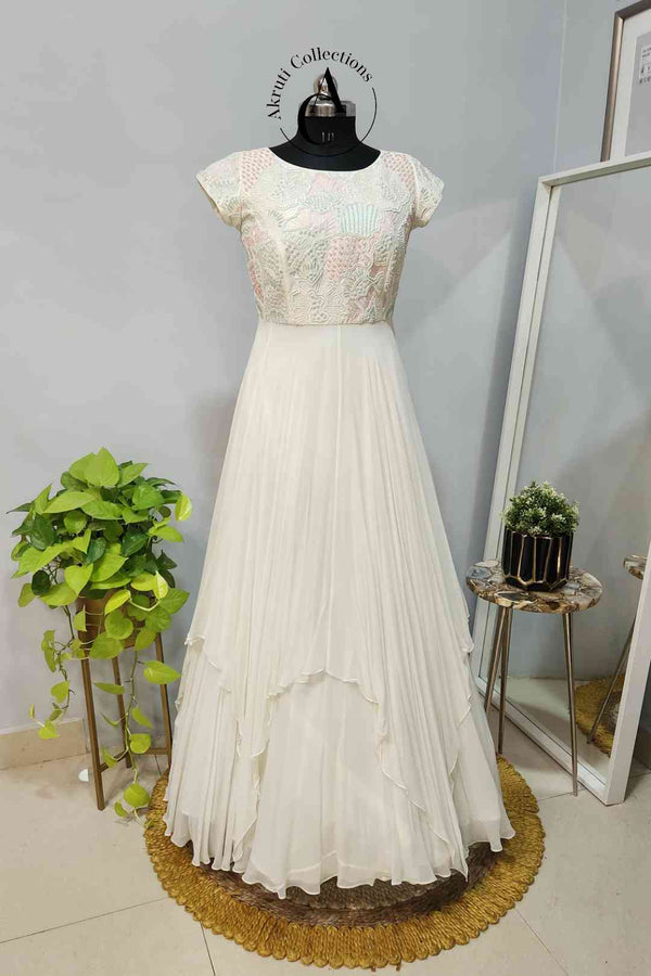 L166 - White Layered Dress