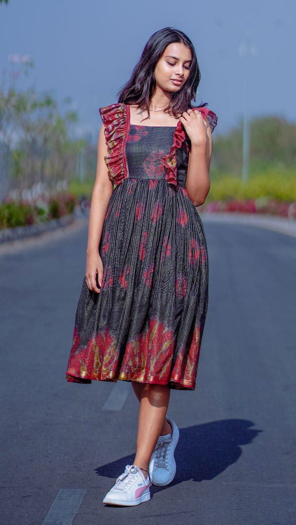 Black Malai Cotton Maxi Frock