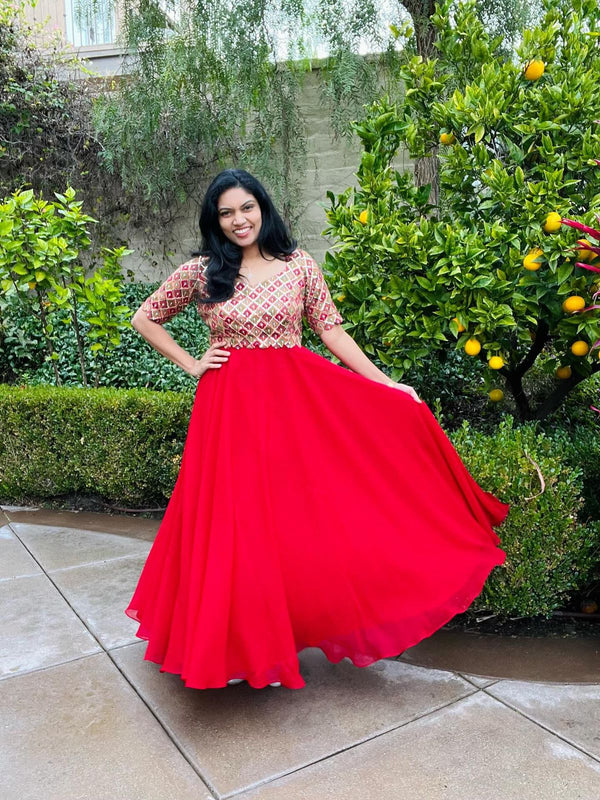 L173 - Red Croptop Frock