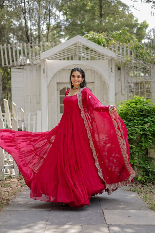 L189B - pink Layered Dress