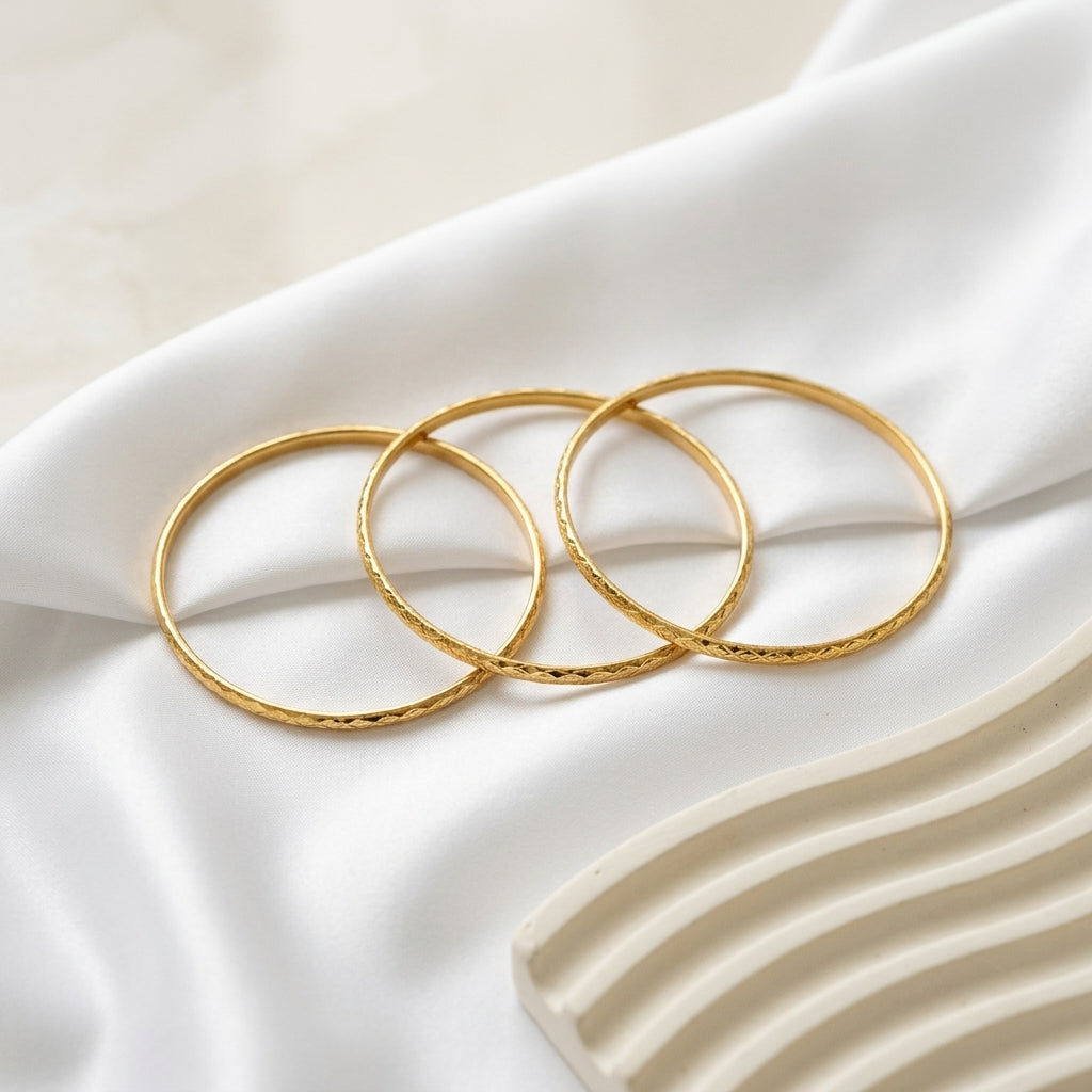 Anti-Tarnish Textured Gold Bangles – Akruti Collections