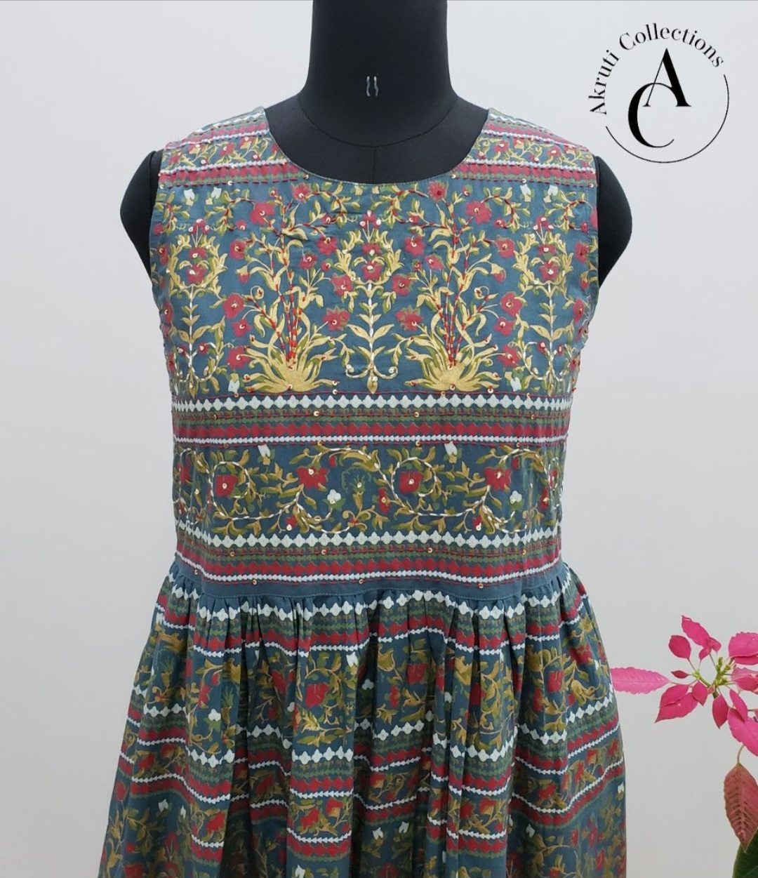 Psyna-Phool-2 Three Layer Prints Gown Style Kurtis: Textilecatalog