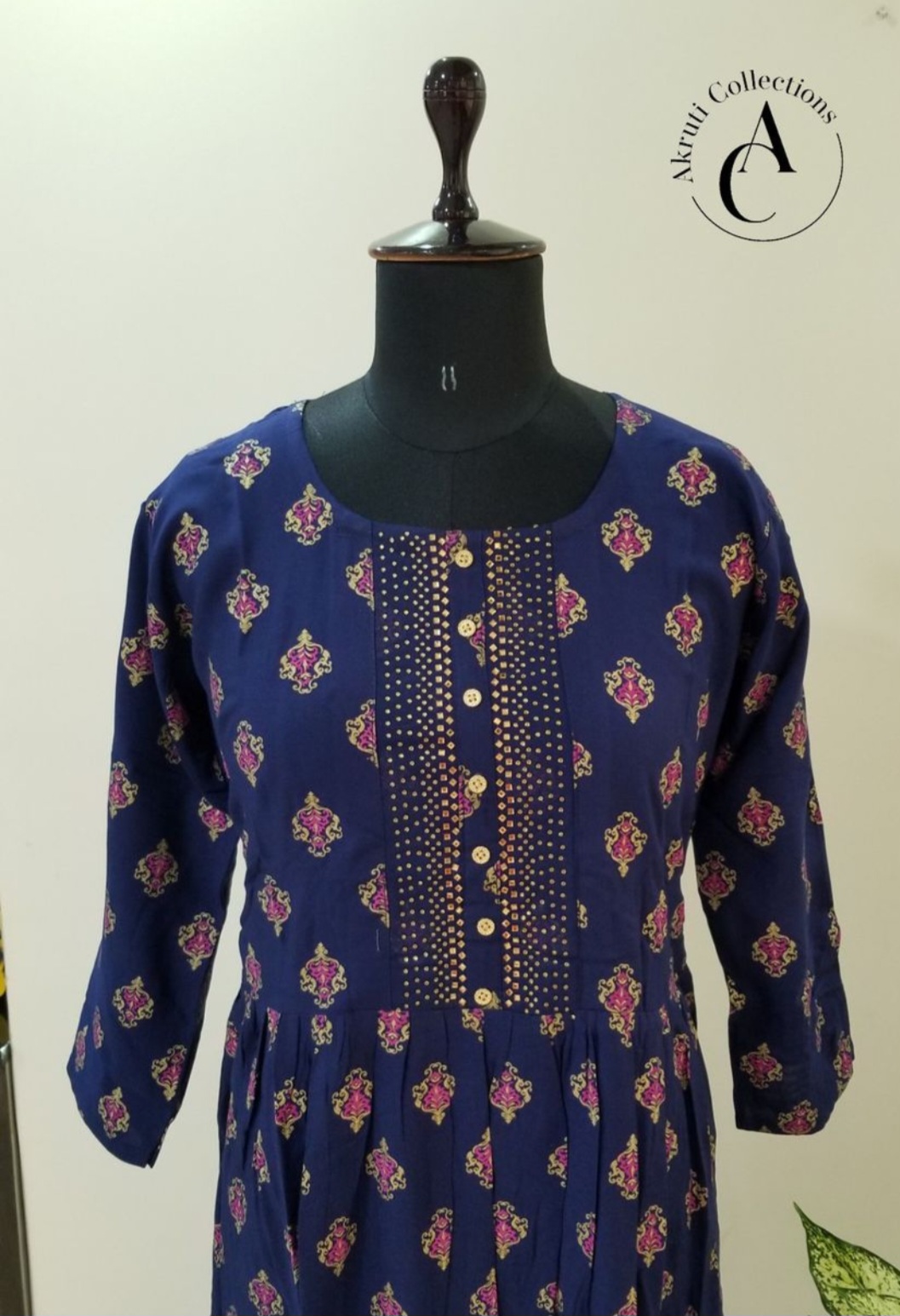 Rayon Printed Long Gown Style Kurti in Pink - Rsm Silks Online