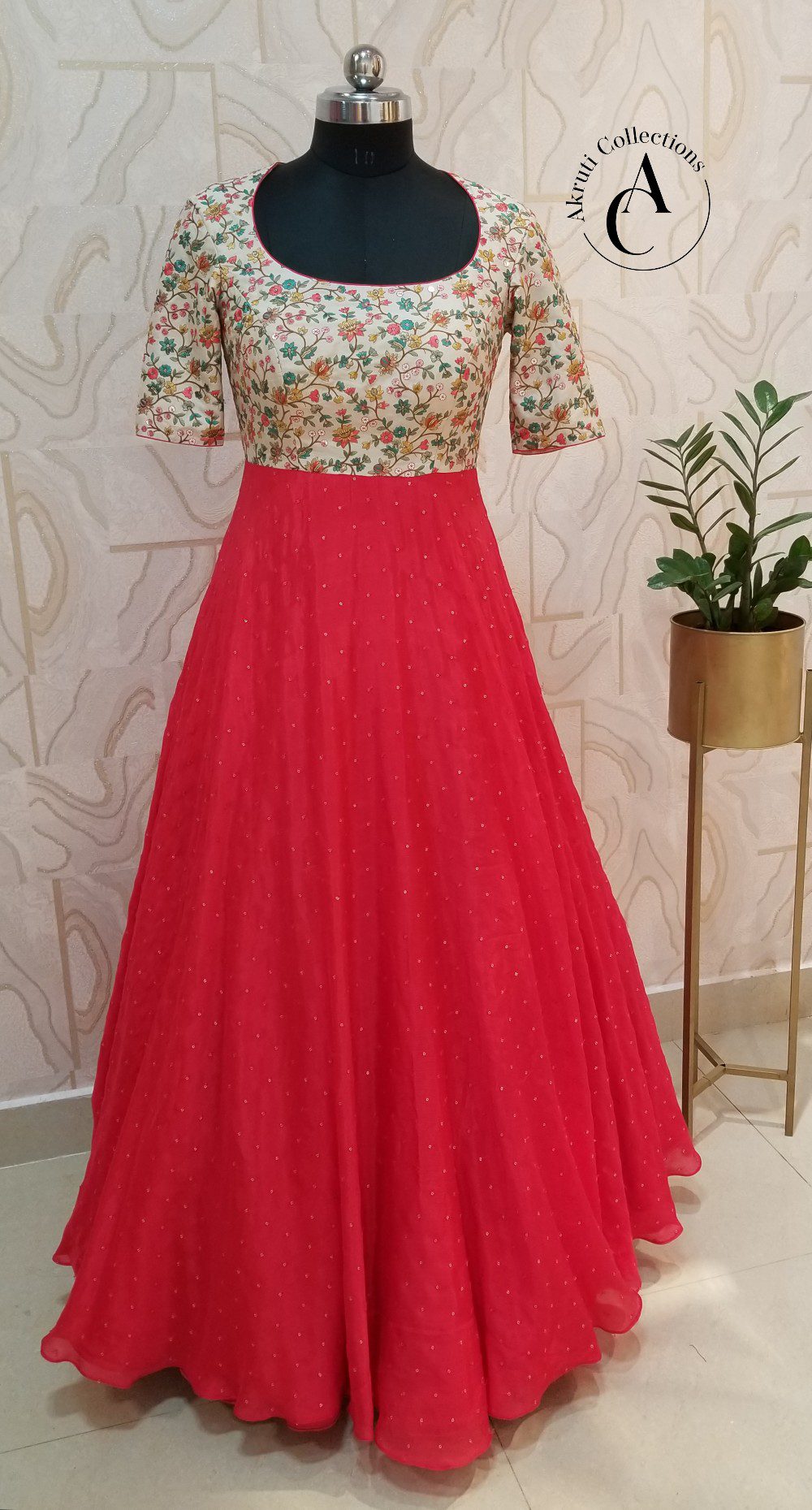 Indian Designer dress long frock,Indian Stitched Dress for women, zard –  Nihira