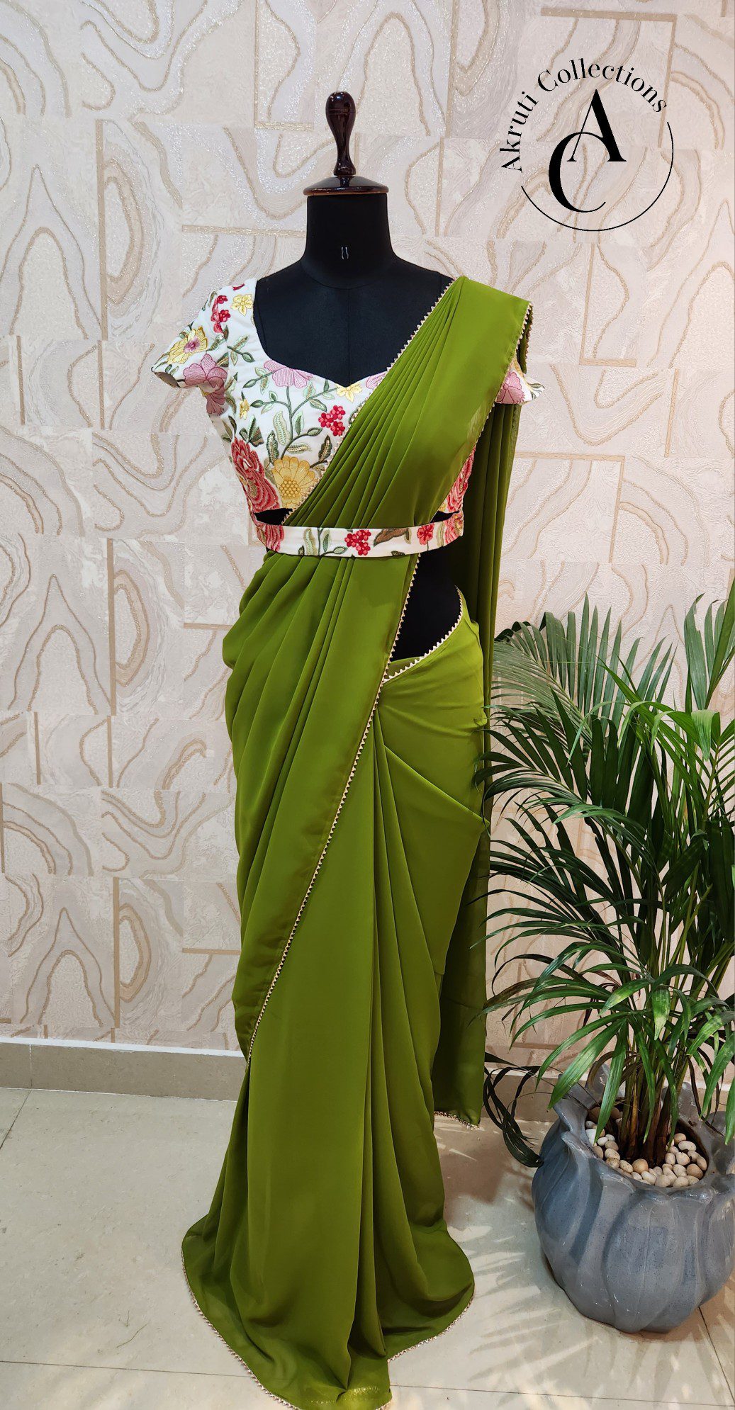 Georgette Sari Style Gown | Luvruvi