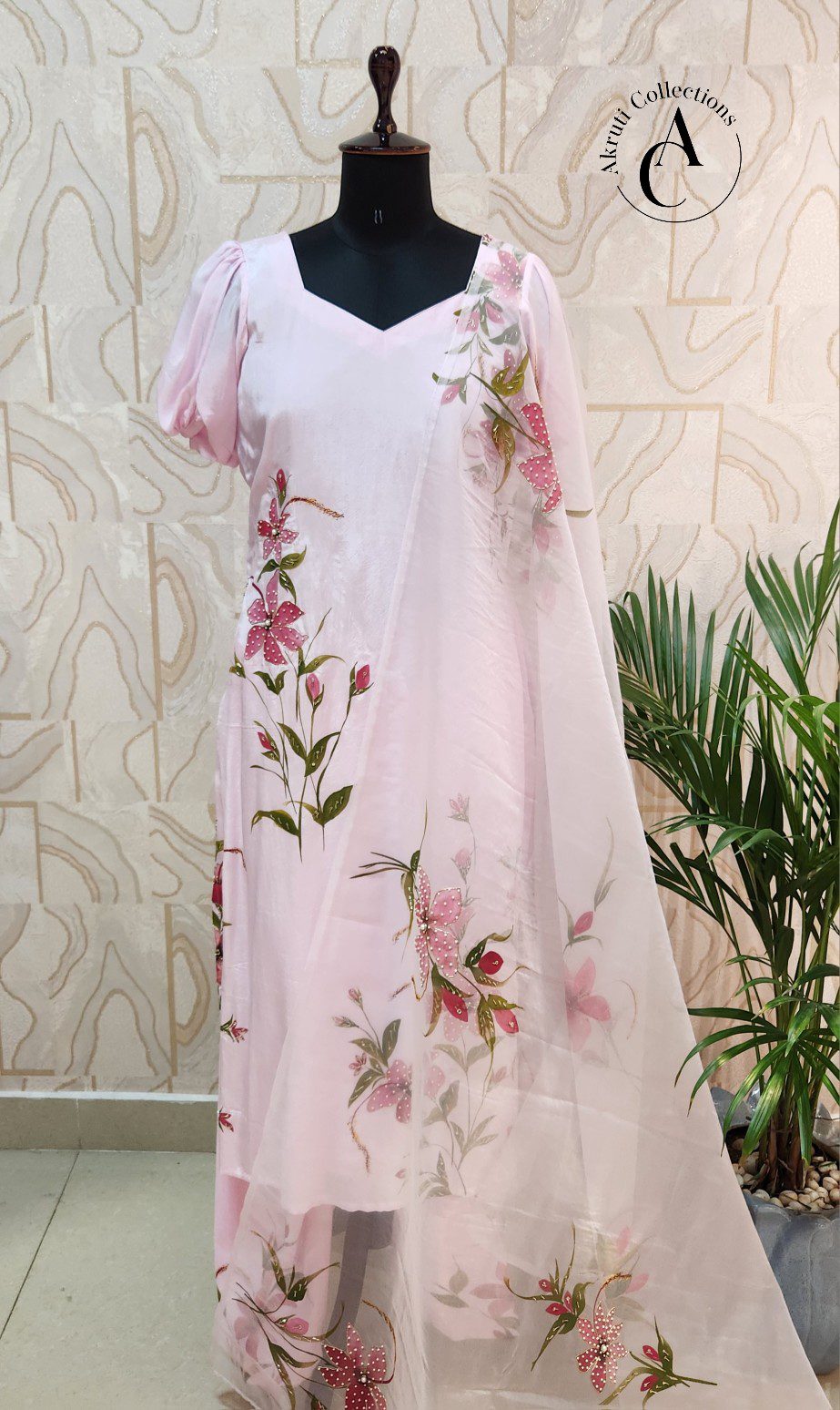 Printed Kurti Anarkali Dress in Plum - Rsm Silks Online