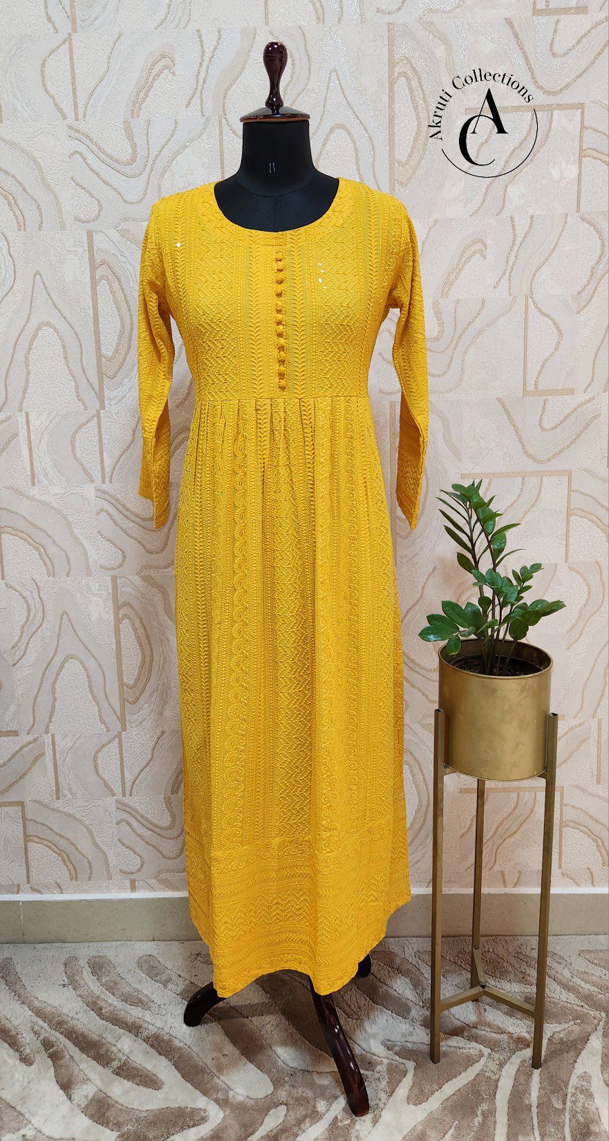 Buy Light Yellow Embroidered Kurti With Pant for Girls Online